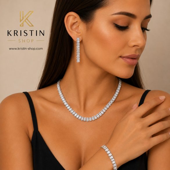 Дамски комплект бижута с кристали официални бижута 