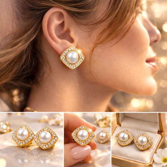 Обеци на клипс с перла 