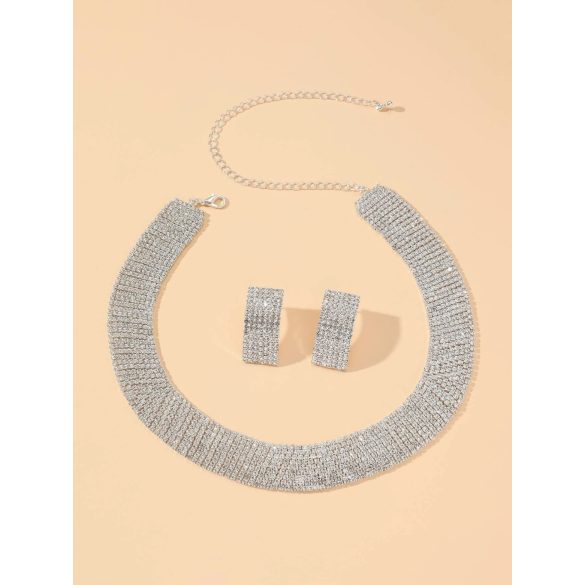 Официален комплект бижута с колие и обеци – блестящи кристали Катлин 