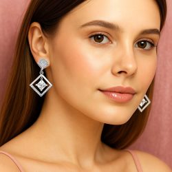   Елегантни обеци в сребристо код 353