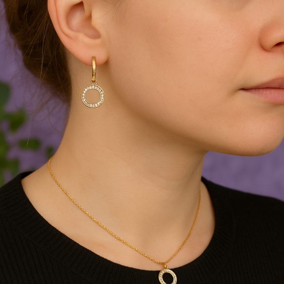 Колие и обеци с кръгла форма златисти