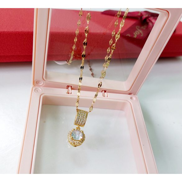 Елегантно колие с кристал от стомана 