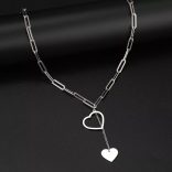 Колие от стомана сребристо сърце