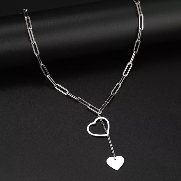 Колие от стомана сребристо сърце