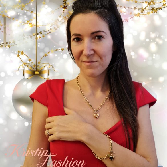 Бижута от стомана със сърце в златно