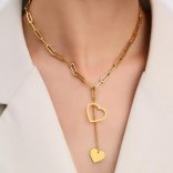 Колие от стомана златно сърце