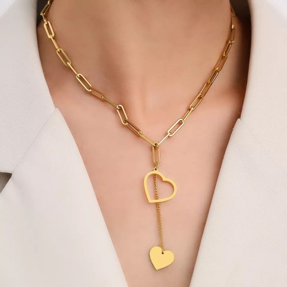 Колие от стомана златно сърце