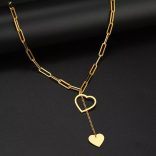 Колие от стомана златно сърце