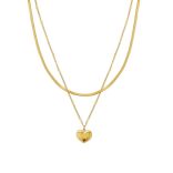 Златисто колие на 2 реда Love от стомана