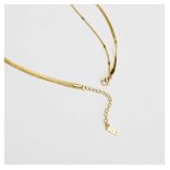 Златисто колие на 2 реда Love от стомана