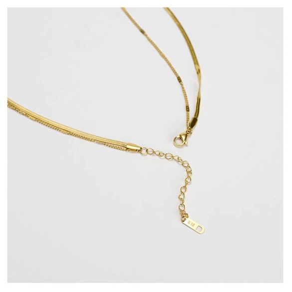 Златисто колие на 2 реда Love от стомана